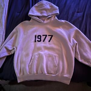 Essentials Cream Hoodie with Black '1977' Print